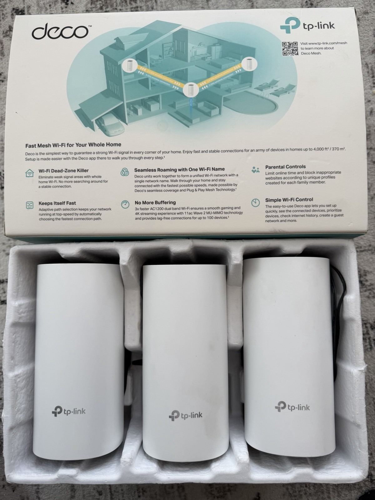 TP-Link Deco E4 AC1200 Whole Home Mesh Wi-Fi System 3-Pack – 4,000 Sq. Ft., Seamless Roaming - Image 2